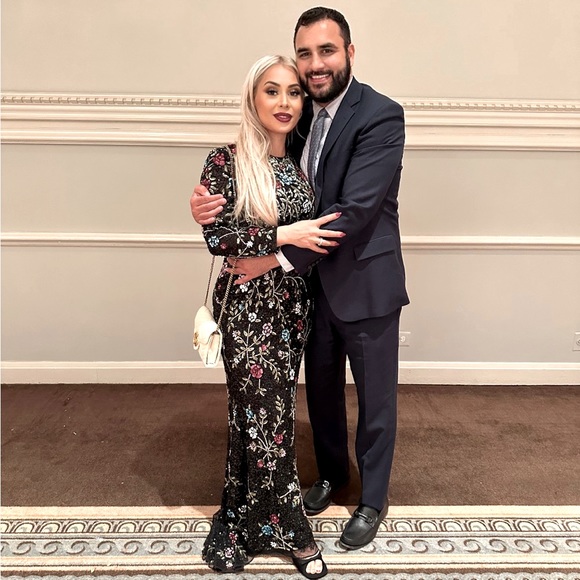 Floral Embellished Long Sleeve Gown - Picture 4 of 4